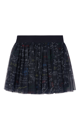 Algebra-Print Tulle Skirt